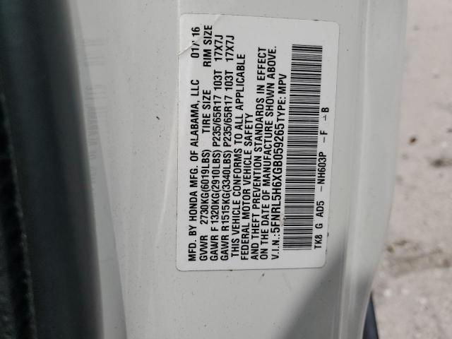 2016 HONDA ODDESSEY 5FNRL5H6XGB059265