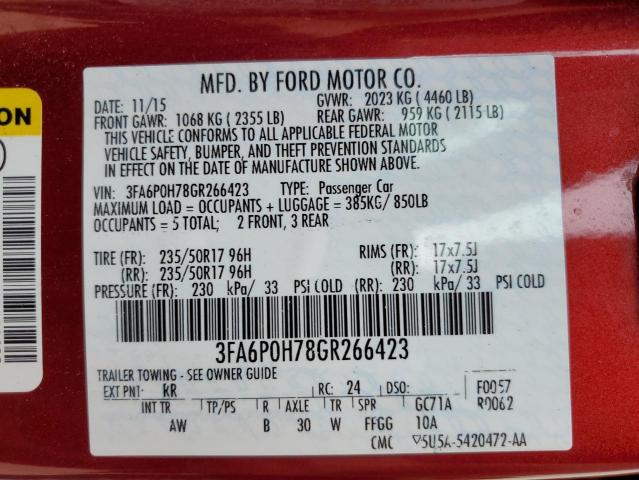 VIN 3FA6P0H78GR266423 2016 Ford Fusion, SE no.12