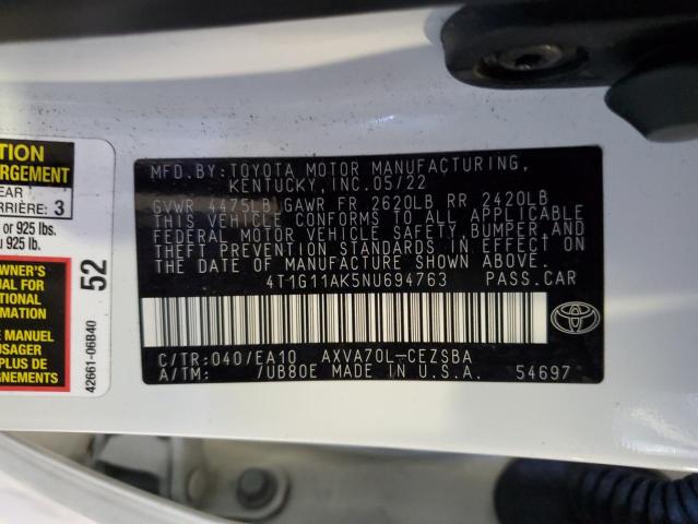 VIN 4T1G11AK5NU694763 2022 Toyota Camry, SE no.12