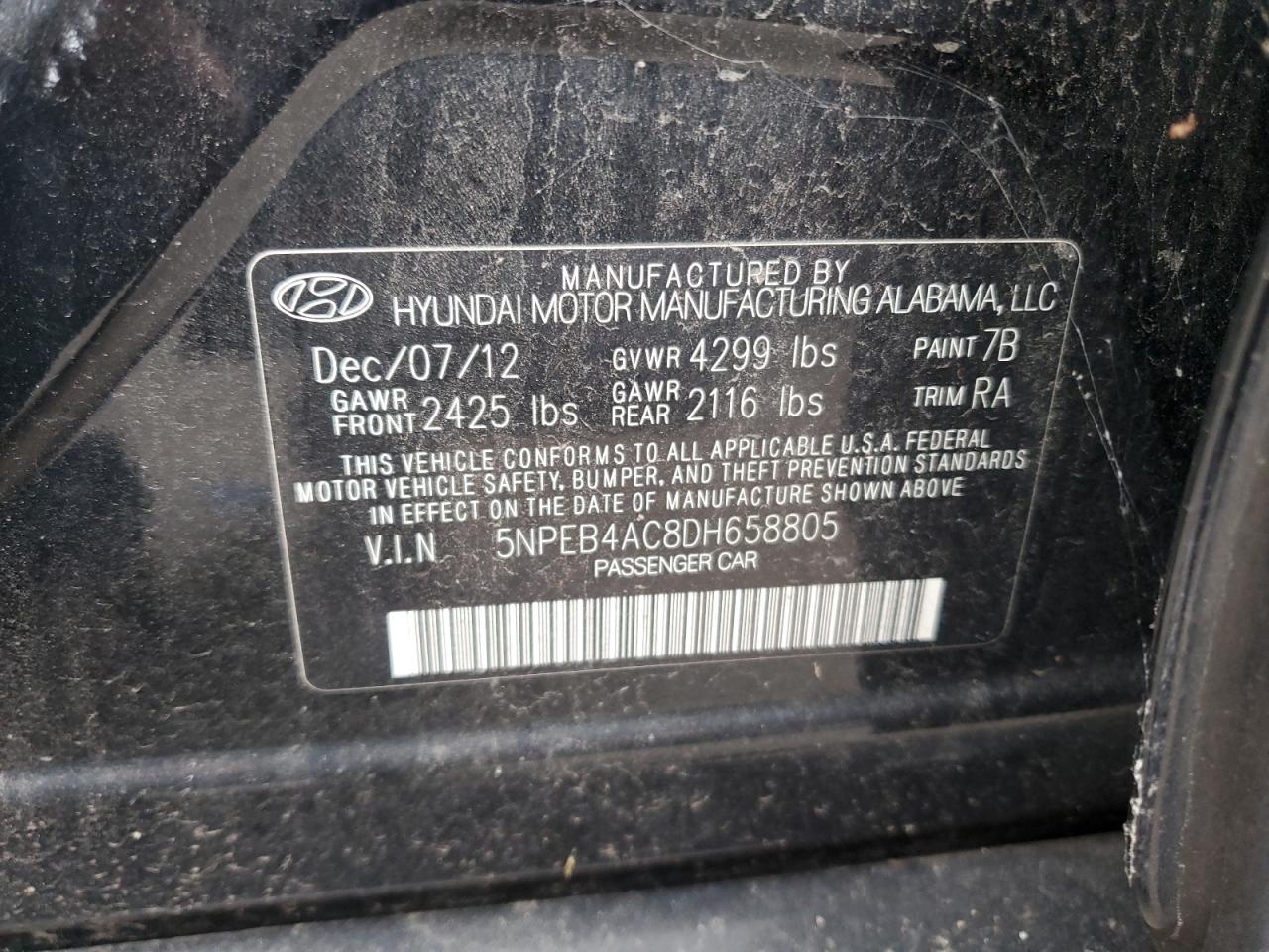 Lot #3028599930 2013 HYUNDAI SONATA GLS