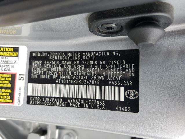 VIN 4T1B11HK9KU247848 2019 Toyota Camry, L no.12