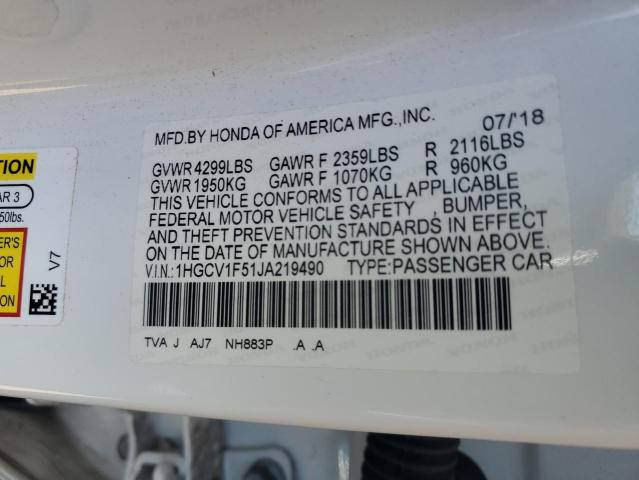 2018 HONDA ACCORD EXL - 1HGCV1F51JA219490