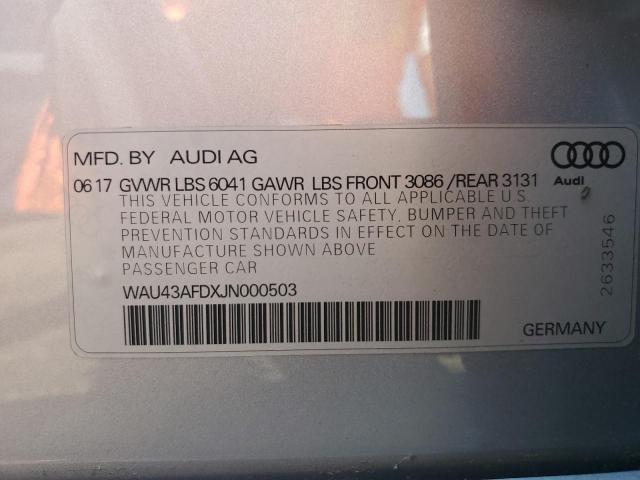 2018 AUDI A8 L QUATT - WAU43AFDXJN000503