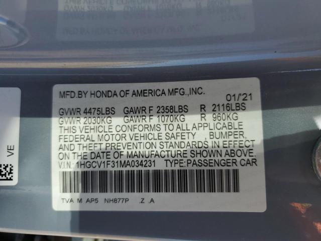 2021 HONDA ACCORD SPO - 1HGCV1F31MA034231