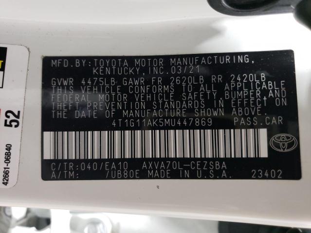 VIN 4T1G11AK5MU447869 2021 Toyota Camry, SE no.12