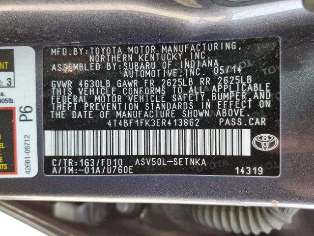 VIN 4T4BF1FK3ER413862 2014 Toyota Camry, L no.12