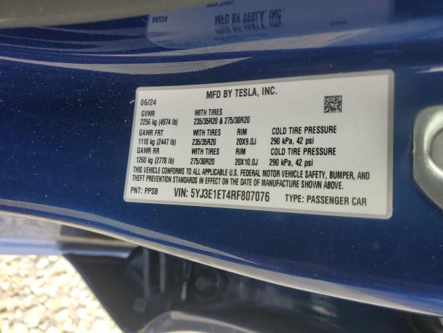 2024 TESLA MODEL 3 - 5YJ3E1ET4RF807076