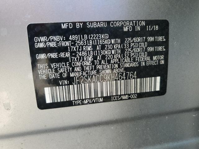 2019 SUBARU FORESTER JF2SKACC9KH464764