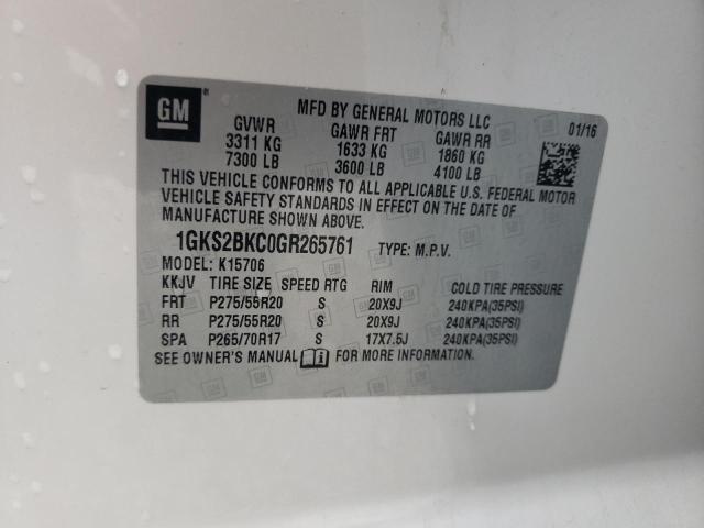 VIN 1GKS2BKC0GR265761 2016 GMC Yukon, Slt no.13