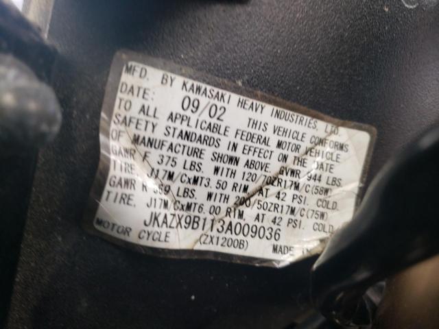 2003 KAWASAKI ZX1200 B JKAZX9B113A009036
