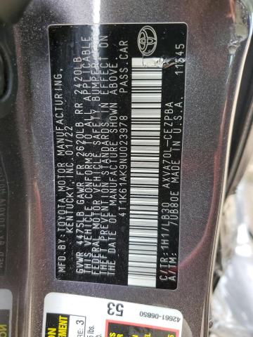 VIN 4T1K61AK9NU023978 2022 Toyota Camry, Xse no.12