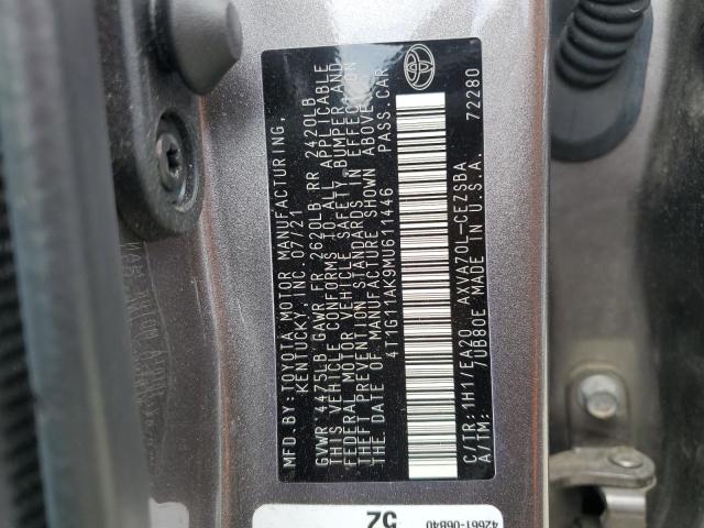 VIN 4T1G11AK9MU611446 2021 Toyota Camry, SE no.12