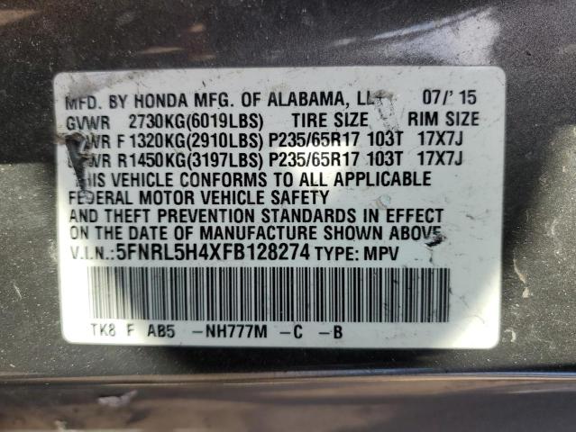 VIN 5FNRL5H4XFB128274 2015 Honda Odyssey, EX no.13