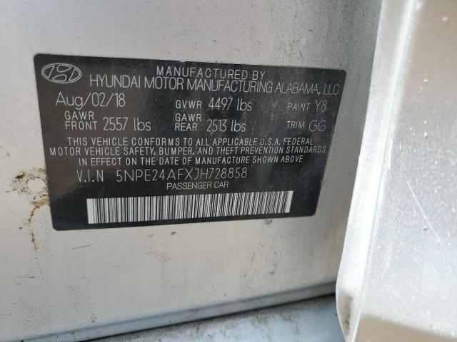 VIN 5NPE24AFXJH728858 2018 Hyundai Sonata, SE no.12