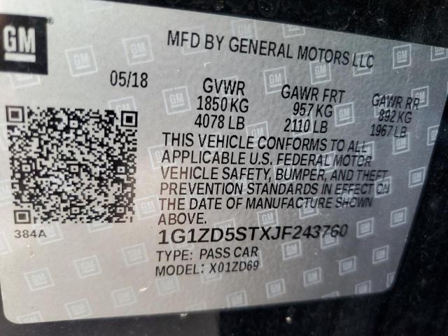 2018 CHEVROLET MALIBU LT - 1G1ZD5STXJF243760
