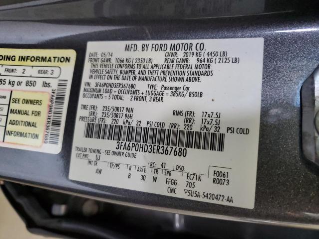 VIN 3FA6P0HD3ER367680 2014 Ford Fusion, SE no.12