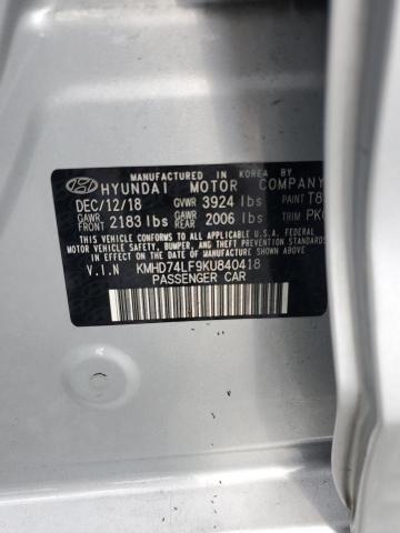 2019 HYUNDAI ELANTRA SE - KMHD74LF9KU840418