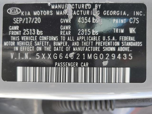 2021 KIA K5 GT LINE - 5XXG64J21MG029435
