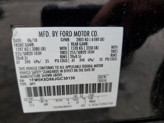 VIN 1FM5K8D86JGC30130 2018 Ford Explorer, Xlt no.14