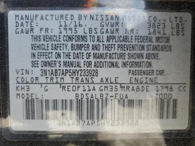 2017 NISSAN SENTRA S - 3N1AB7AP5HY233928