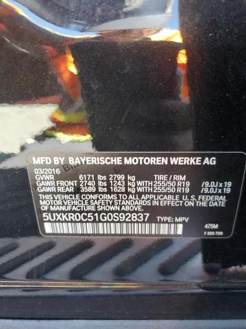 2016 BMW X5 XDRIVE3 - 5UXKR0C51G0S92837