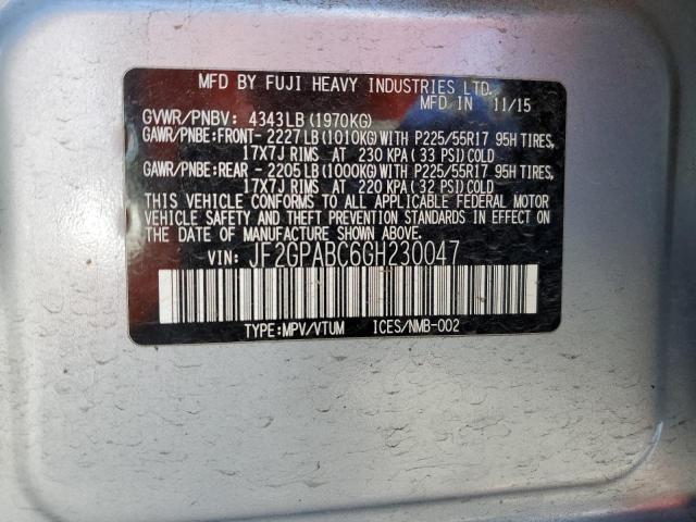 2016 SUBARU CROSSTREK - JF2GPABC6GH230047