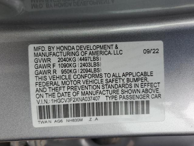 2022 HONDA ACCORD HYB - 1HGCV3F2XNA037407