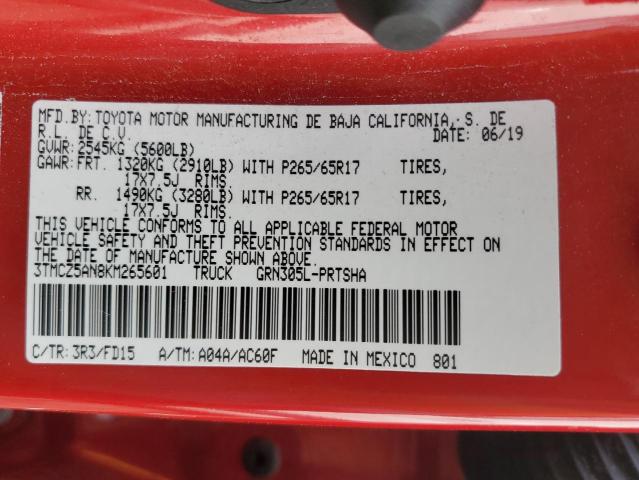 2019 TOYOTA TACOMA DOU - 3TMCZ5AN8KM265601