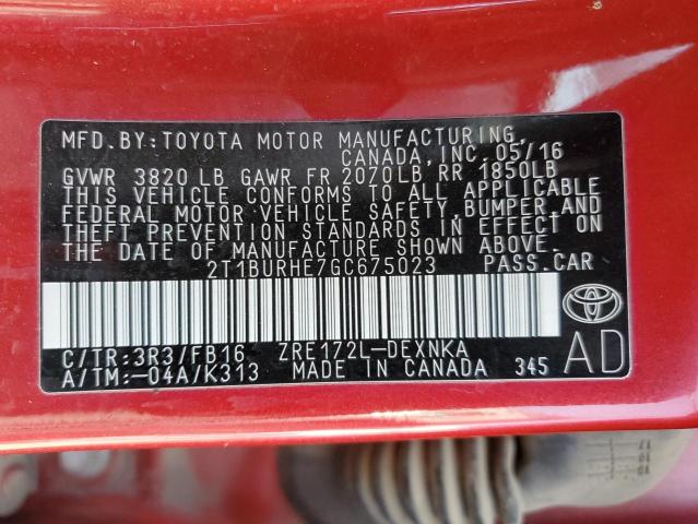 2016 TOYOTA COROLLA L - 2T1BURHE7GC675023