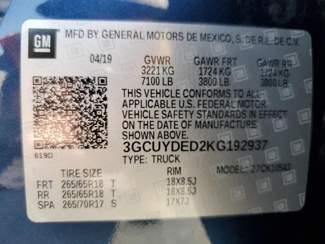 2019 CHEVROLET SILVRDO LT - 3GCUYDED2KG192937