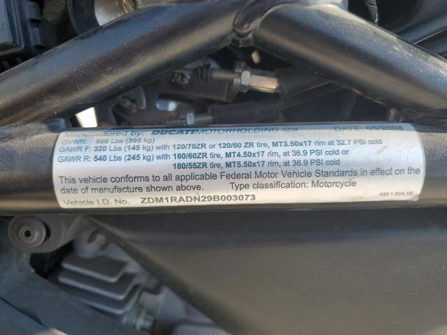 2009 DUCATI MONSTER 69 ZDM1RADN29B003073