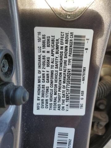 2016 HONDA CIVIC EXL - 19XFC1F77GE045241