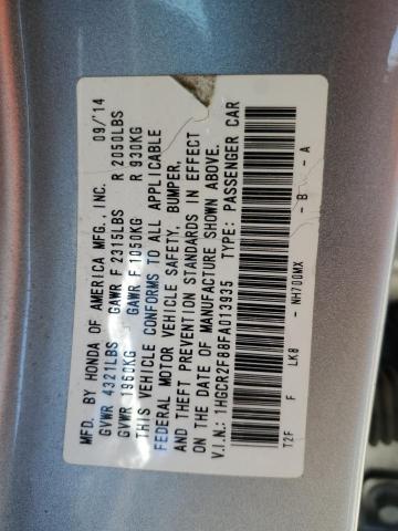 VIN 1HGCR2F88FA013935 2015 Honda Accord, Exl no.13