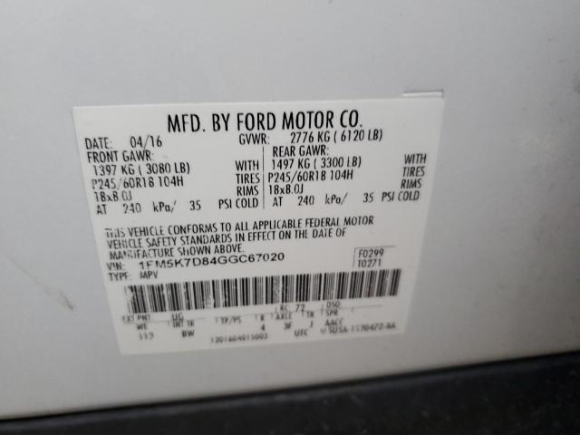 2016 FORD EXPLORER X - 1FM5K7D84GGC67020