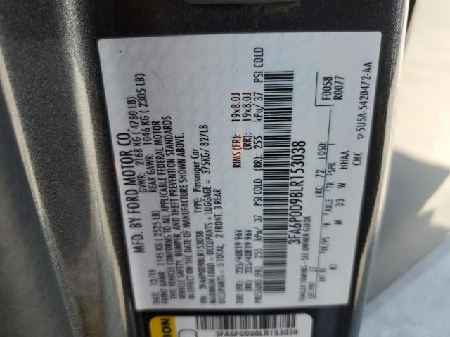 VIN 3FA6P0D98LR153038 2020 Ford Fusion, Titanium no.12