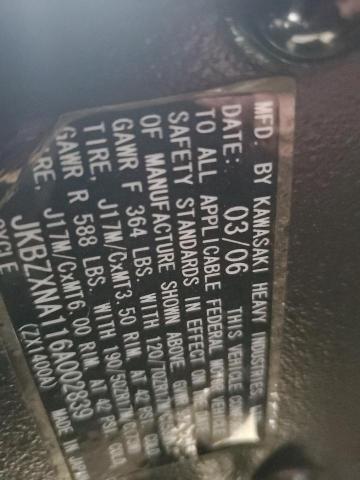 2006 KAWASAKI ZX1400 A - JKBZXNA116A002839