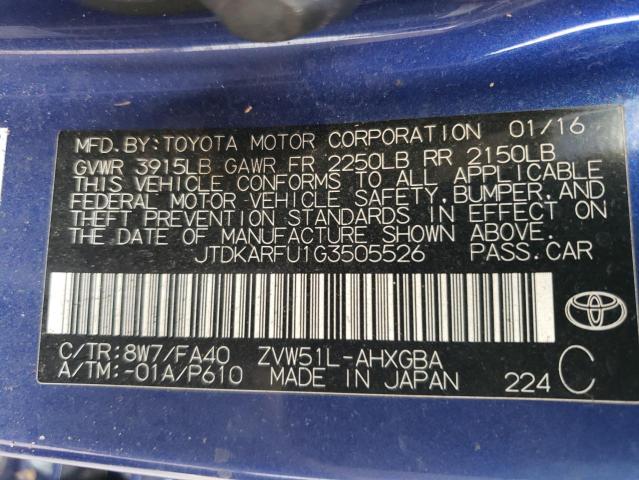 2016 TOYOTA PRIUS - JTDKARFU1G3505526