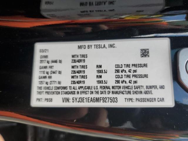 2021 TESLA MODEL 3 #3302652048