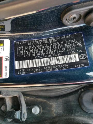 VIN 4T1C31AK2MU030993 2021 Toyota Camry, LE no.12