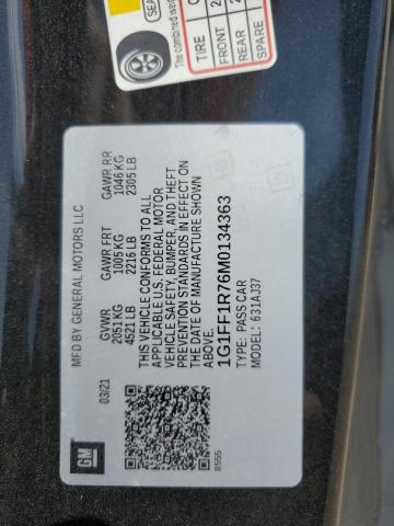 2021 CHEVROLET CAMARO LZ - 1G1FF1R76M0134363