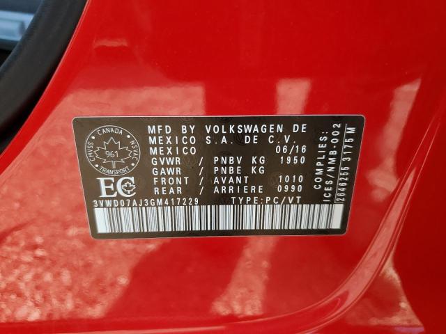 2016 VOLKSWAGEN JETTA COMF 3VWD07AJ3GM417229