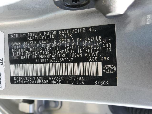 VIN 4T1B11HKXJU657122 2018 Toyota Camry, L no.12