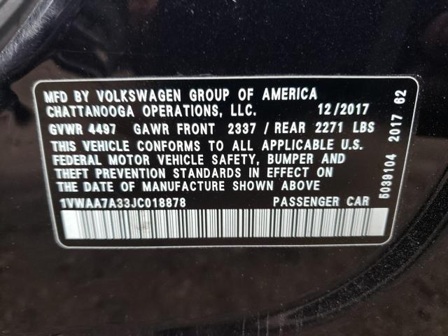 VIN 1VWAA7A33JC018878 2018 Volkswagen Passat, S no.12