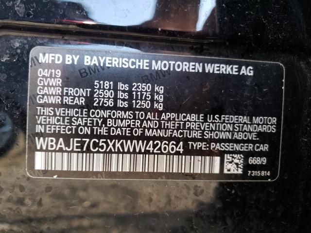 VIN WBAJE7C5XKWW42664 2019 BMW 5 Series, 540 XI no.12