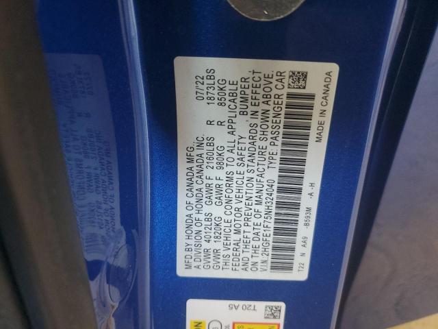 2022 HONDA CIVIC EX - 2HGFE1F75NH324040