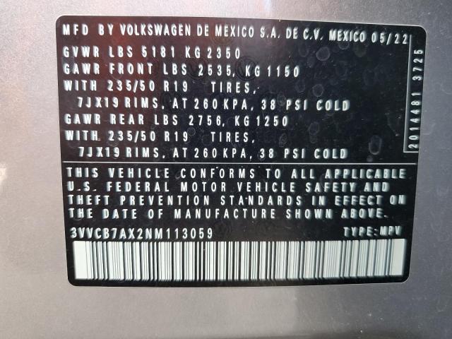 2022 VOLKSWAGEN TIGUAN SE - 3VVCB7AX2NM113059