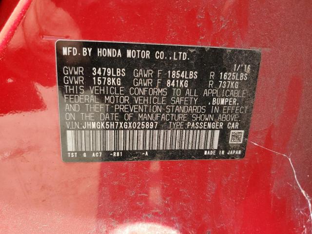 2016 HONDA FIT EX - JHMGK5H7XGX025897