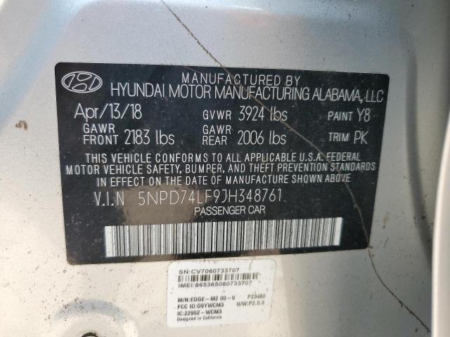 VIN 5NPD74LF9JH348761 2018 Hyundai Elantra, SE no.12