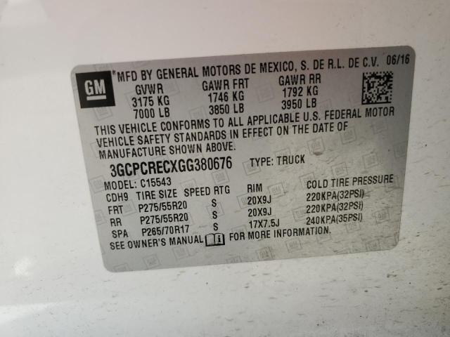 2016 CHEVROLET SILVERADO - 3GCPCRECXGG380676