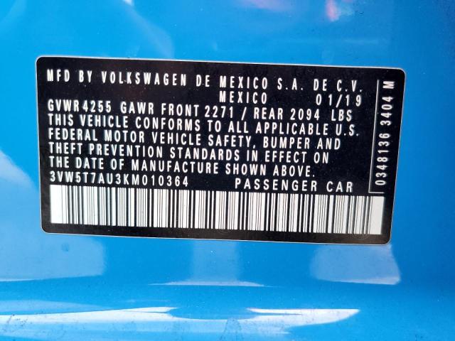 2019 VOLKSWAGEN GTI S - 3VW5T7AU3KM010364